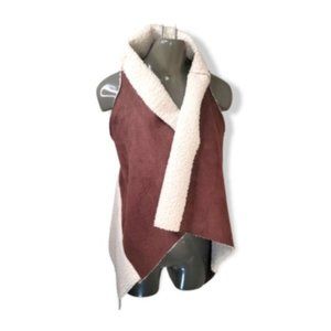 Ellie Kate Women's Polyester Sleeveless Open Front Faux Shearling Vest Size S